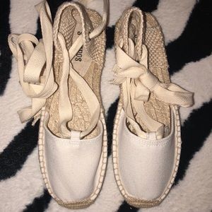 ISO white SALUDOS lace up espadrilles